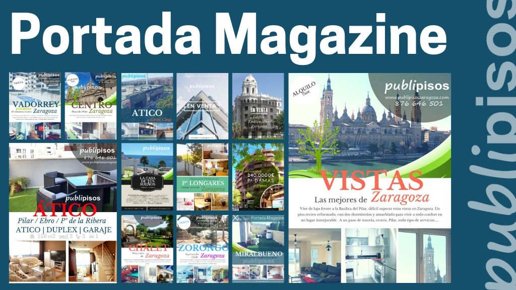 Portada tipo magazine para destacar un piso en venta, Publipisos Inmobiliarias Zaragoza